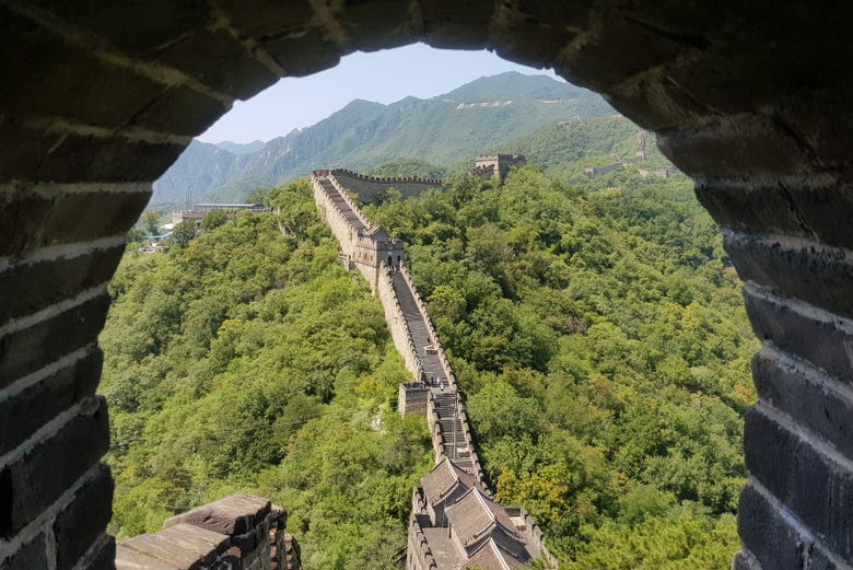 Admiring the views of the Great Wall of China